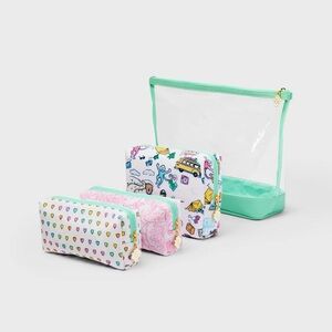 4pc Multi-Purpose Pouch Set White/Teal Roller Rabbit x Target NWT